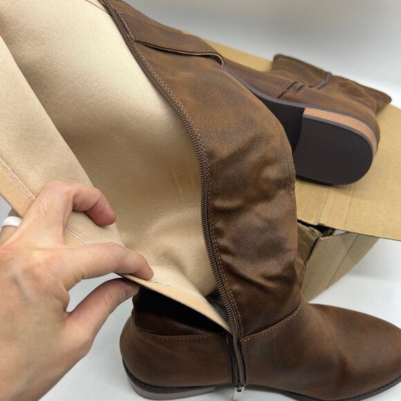 Journee Collection Womens Western Heel Booties Brown Lelanni Boots Size 11 - Picture 9 of 12